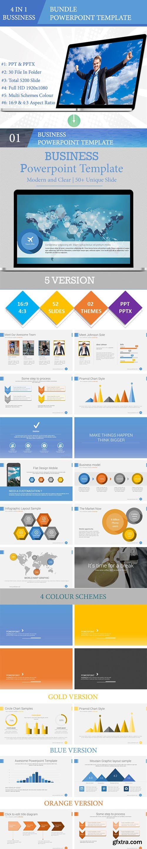 GraphicRiver - Bundle 4 in 1 Business PowerPoint Templates