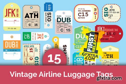 15 Vintage Airline Luggage Tags - Creativemarket 41969