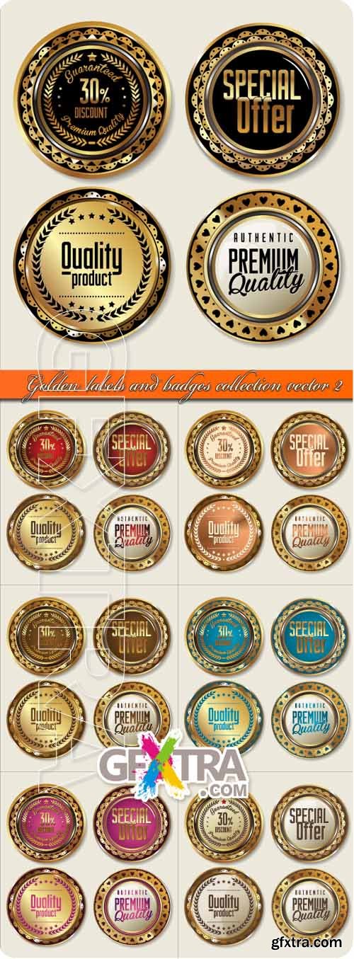 Golden labels and badges collection vector 2