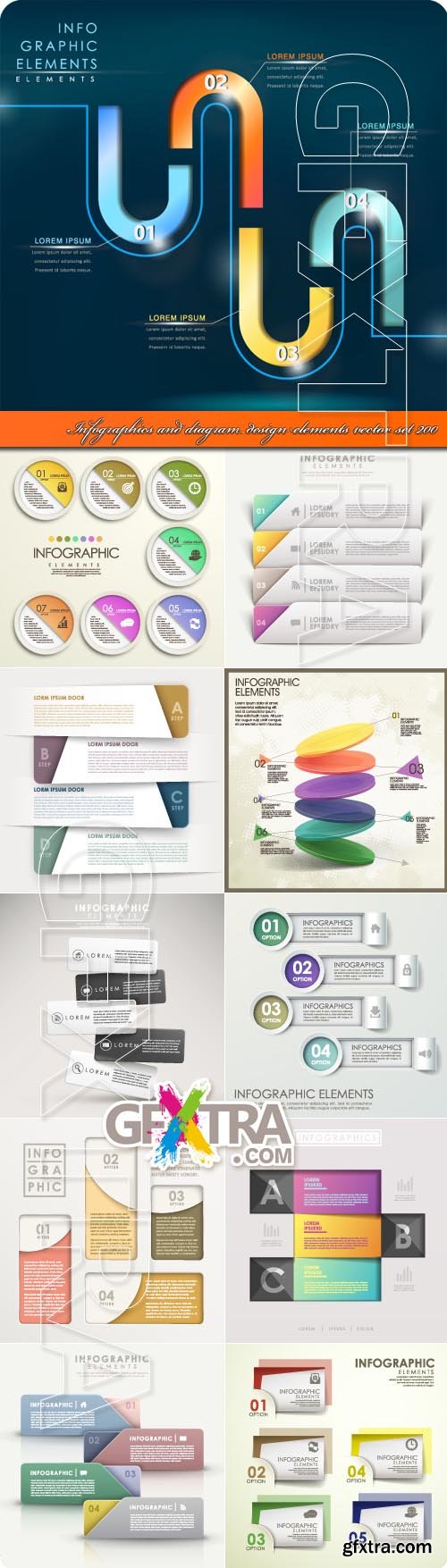 Infographics and diagram design elements vector set 200