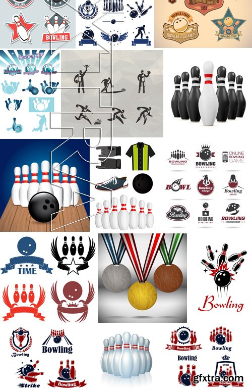 Stock Vectors - Bowling, 25xEPS