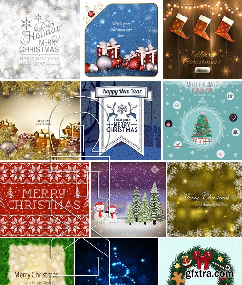 Stock Vectors - Merry Christmas Background 2, 25xEPS