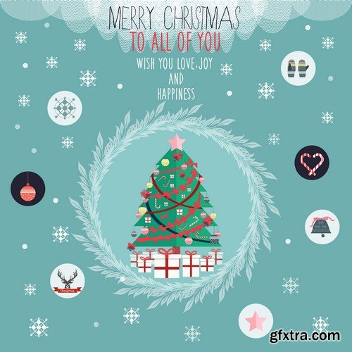 Stock Vectors - Merry Christmas Background 2, 25xEPS