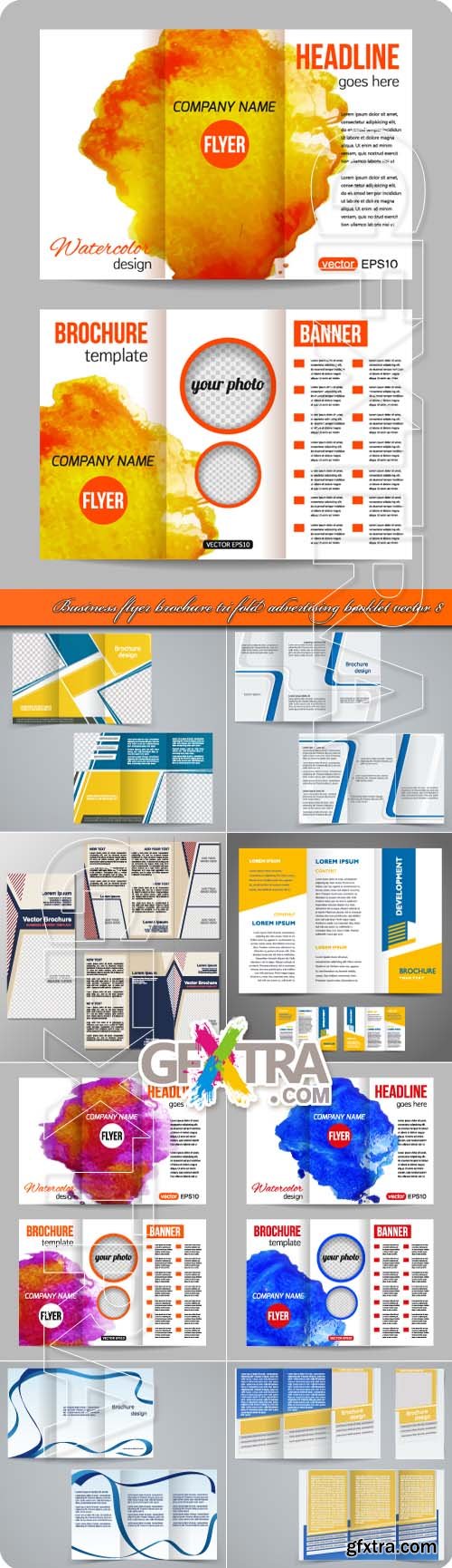 Business flyer brochure tri fold advertising booklet vector 8