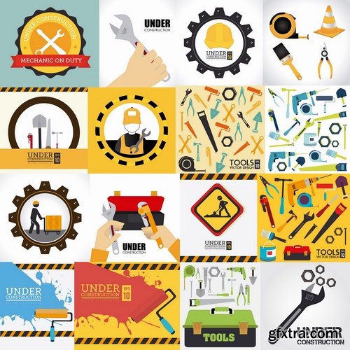 Collection of stickers construction vectors #2-25 Eps