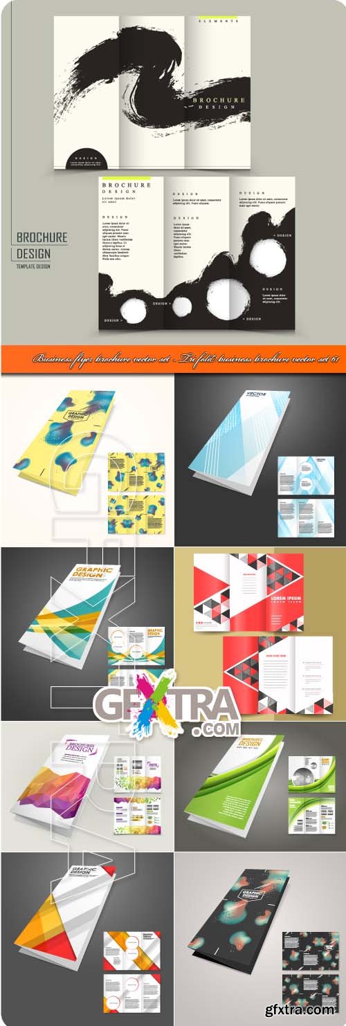 Business flyer brochure vector set - Tri fold business brochure vector set 61