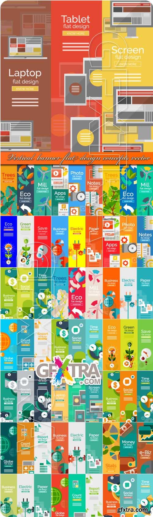 Vertical banner flat design concepts vector