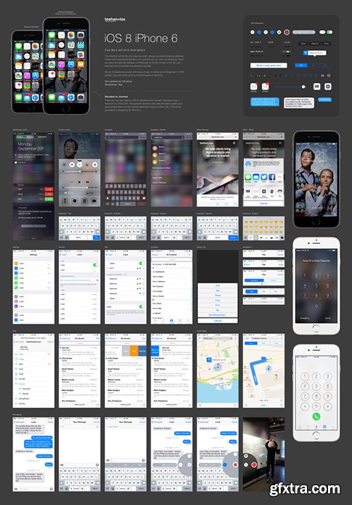 PSD Mock-Up for iPhone 6 - iOS 8 GUI