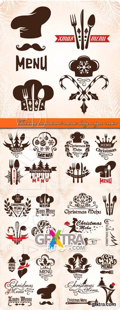 Christmas restaurant menu design signs vector