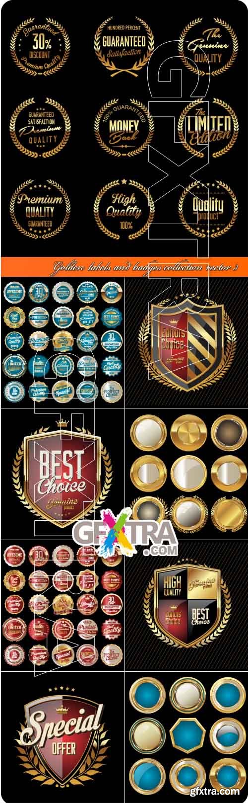 Golden labels and badges collection vector 3