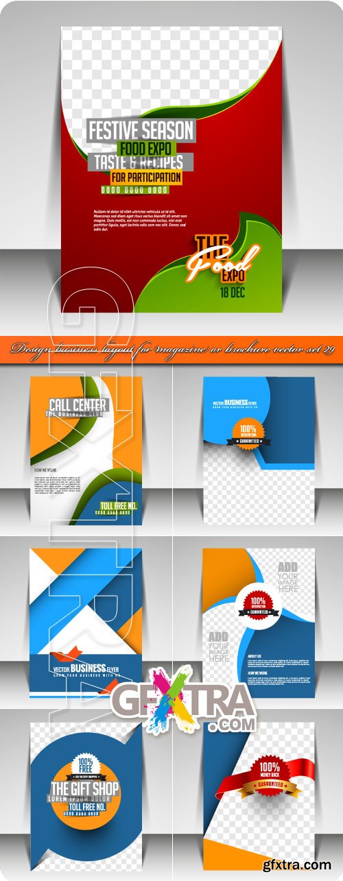 Design business layout for magazine or brochure vector set 29