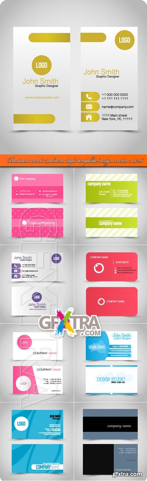 Business cards modern style template design vector set 26