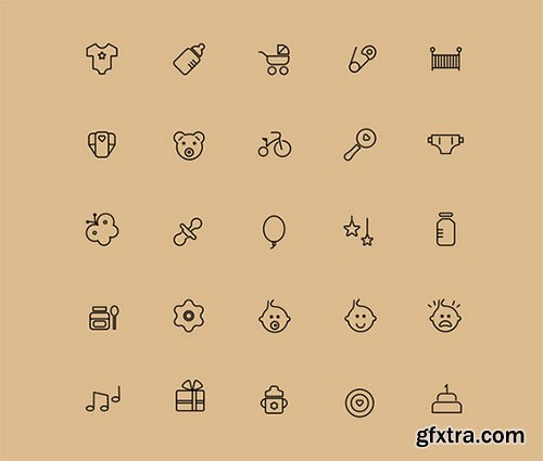 PSD & AI Web Icons - 25 Babies Icons