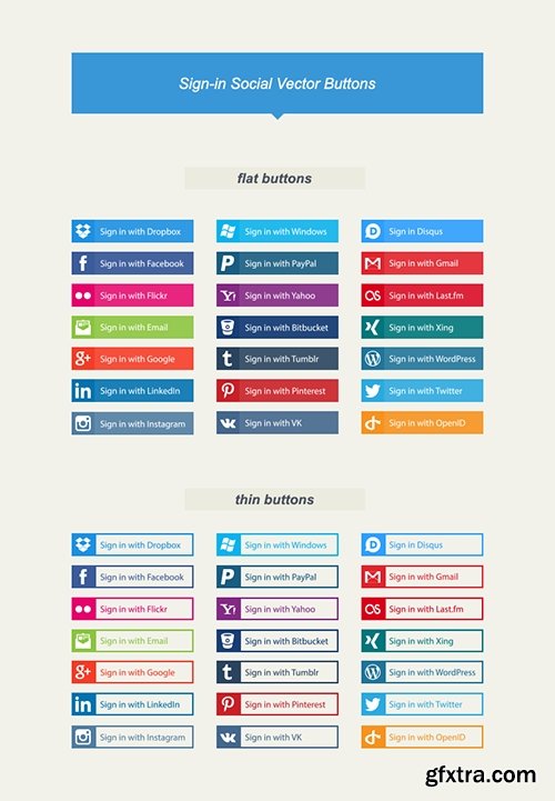AI, EPS, SVG & PNG Web Design - Responsive Sign-in Social Buttons