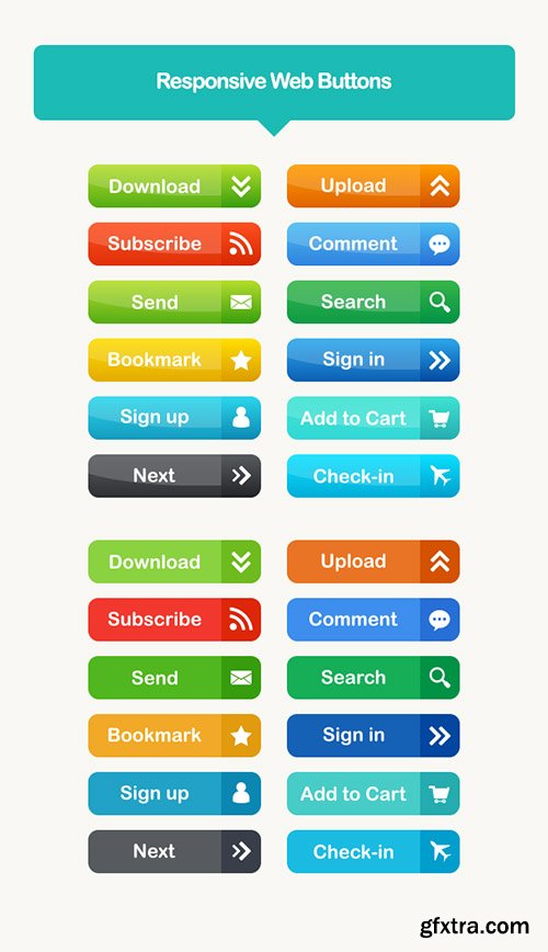 AI, EPS, SVG & PNG Web Design - Colored Responsive Vector Web Buttons