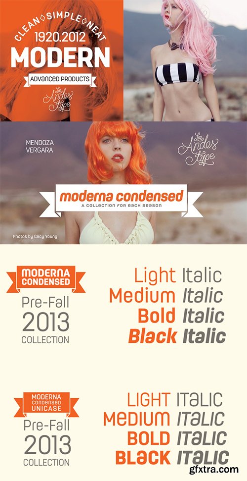 Moderna Condensed Font Family - 16 Fonts $225