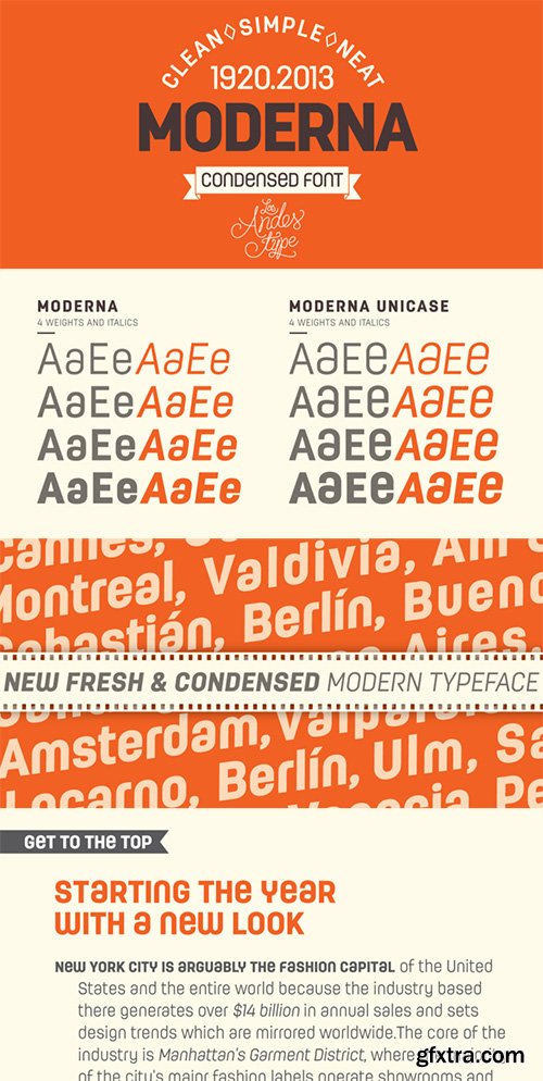 Moderna Condensed Font Family - 16 Fonts $225