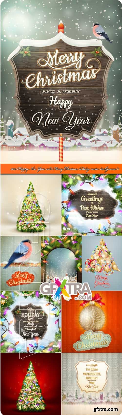 2015 Happy New Year and Merry Christmas holiday vector background 3