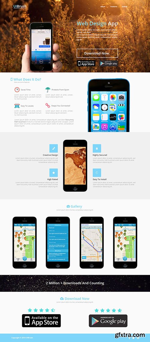 PSD Web Template - UIBrush App Landing Page