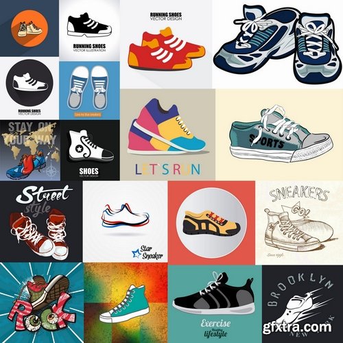 Collection of vector images sneakers 25 Eps