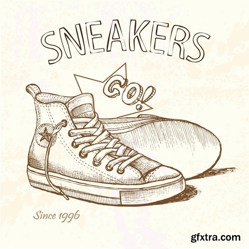 Collection of vector images sneakers 25 Eps