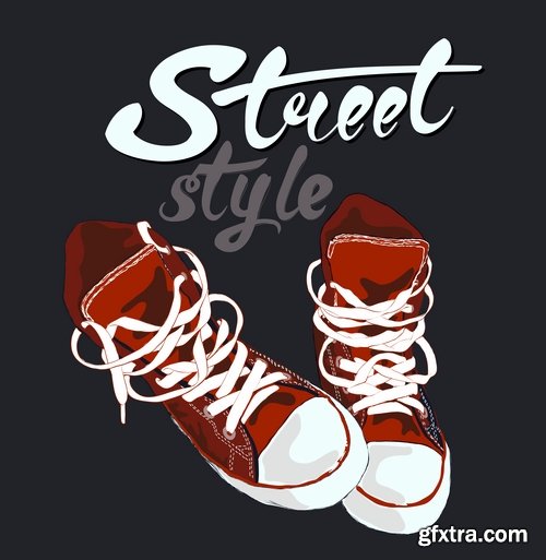 Collection of vector images sneakers 25 Eps