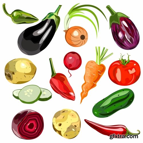 Collection of various food vector images 25 Eps