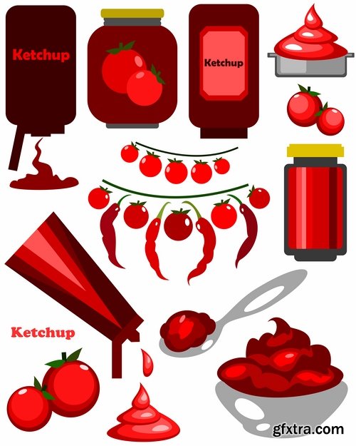 Collection of various food vector images 25 Eps