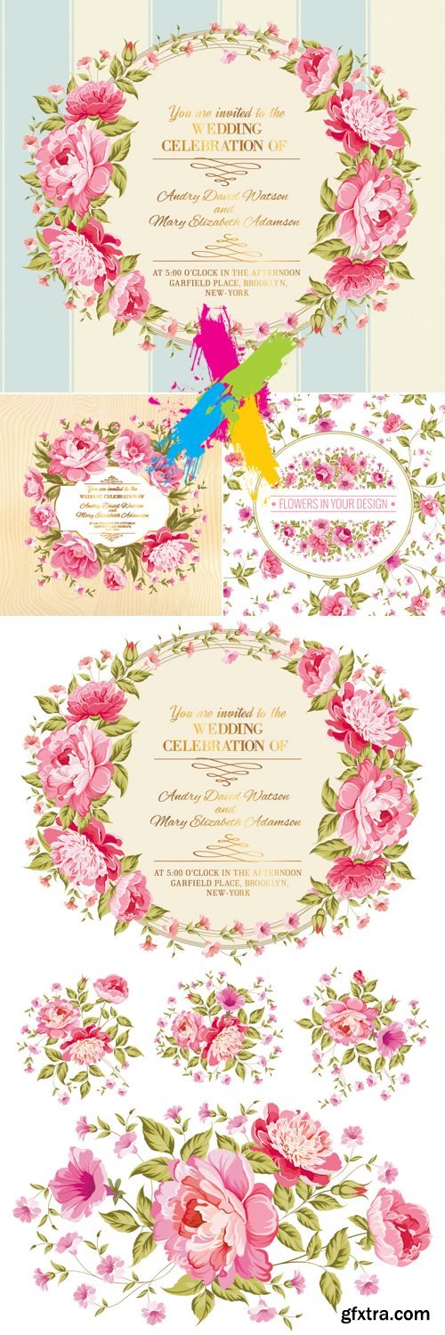 Wedding Floral Backgrounds Vector