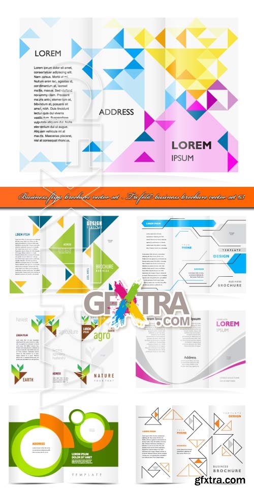 Business flyer brochure vector set - Tri fold business brochure vector set 63