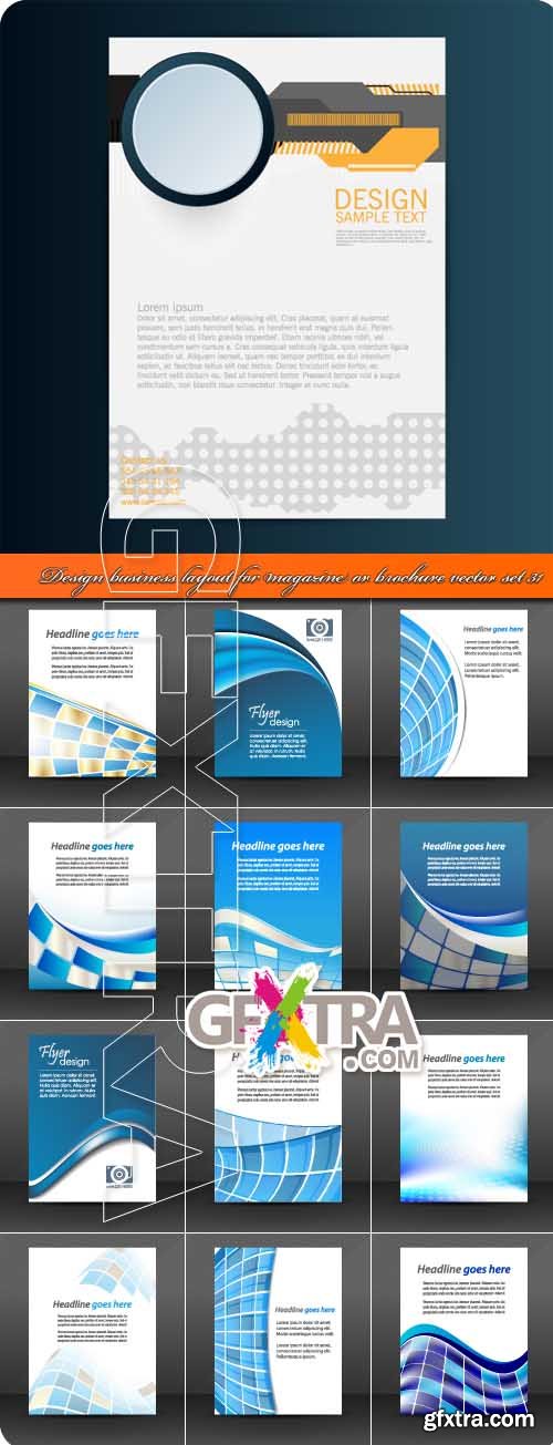 Design business layout for magazine or brochure vector set 31