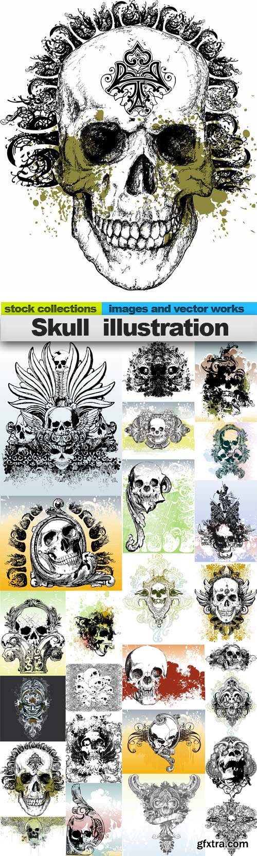 Skull illustration,25 x UHQ JPEG