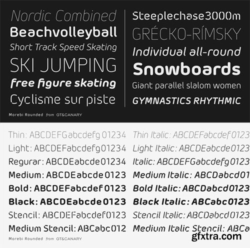 Morebi Rounded Font Family - 16 Fonts 512$