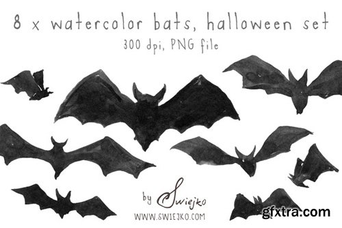 Halloween Clip Art - Watercolor Bats