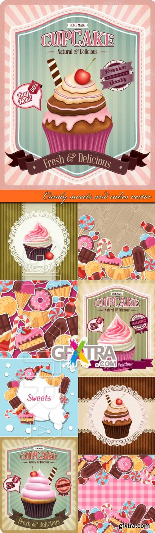 Candy sweets and cakes vector