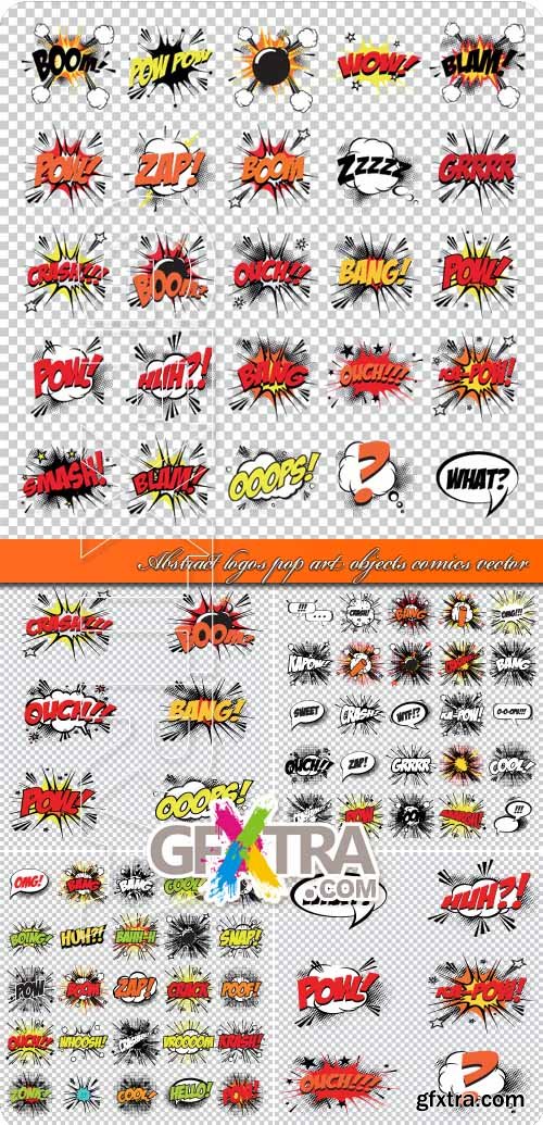 Abstract logos pop art objects comics vector