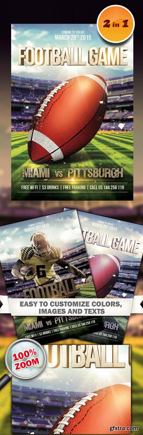 2 Flyers Template - Football Game