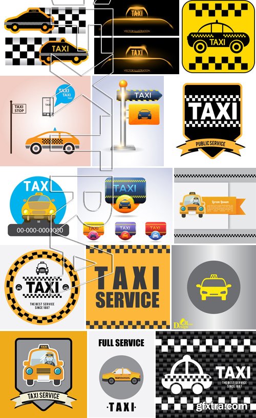 Stock Vectors - Taxi 3, 25xEPS