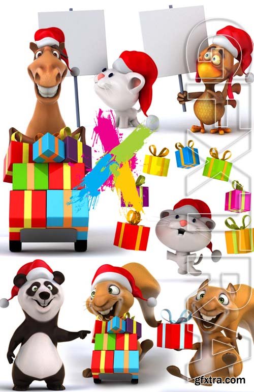 Stock Photos - Christmas. Funny Animals. 25xJPG