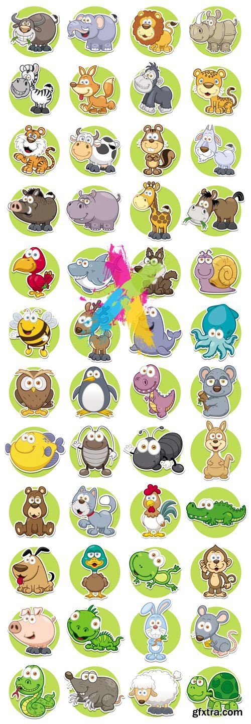 Cute Animals Icons Vector Collection