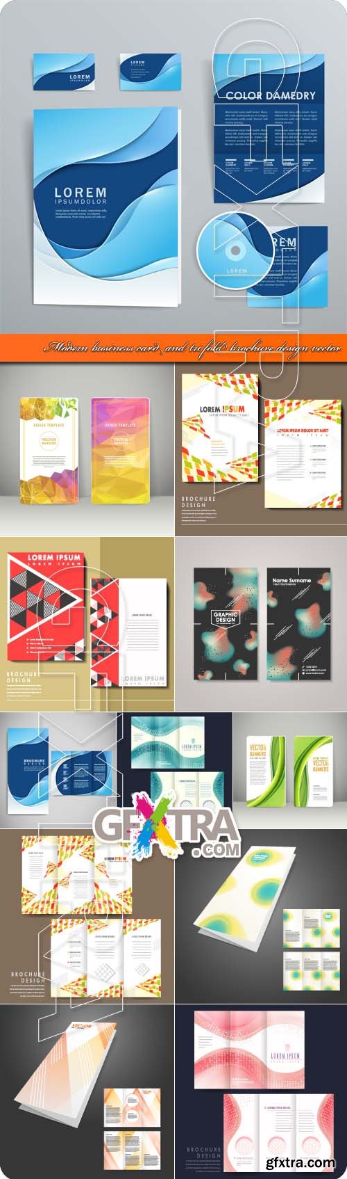 Modern business card and tri fold brochure design vector