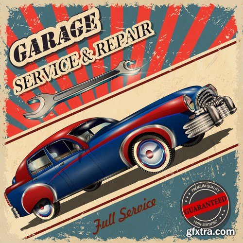 Retro Car Posters, 25xEPS