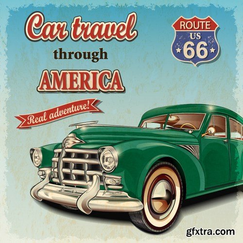 Retro Car Posters, 25xEPS