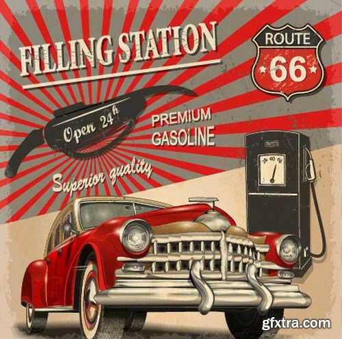 Retro Car Posters, 25xEPS