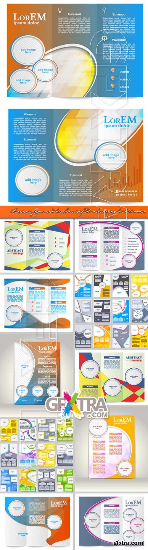 Business flyers and tri fold brochure advertising booklet vector