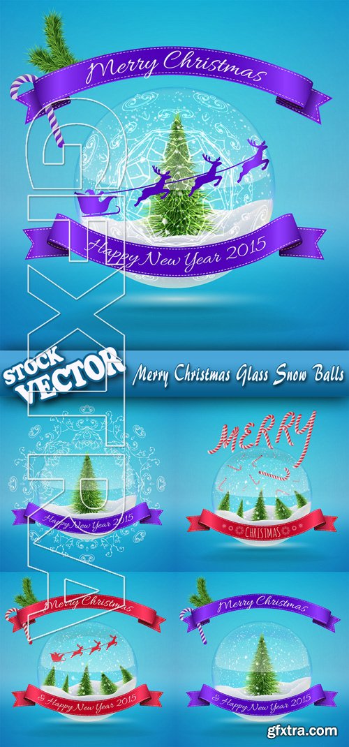 Stock Vector - Merry Christmas Glass Snow Balls