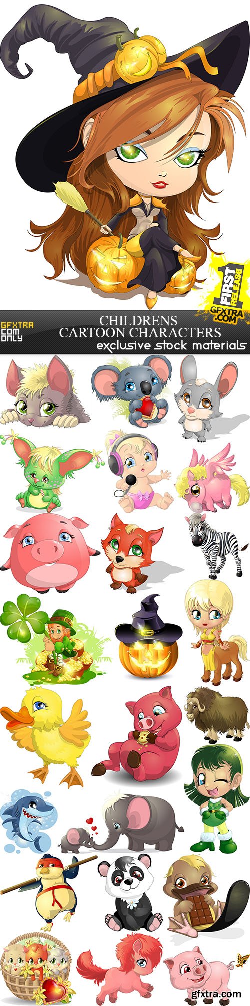 Childrens Cartoon Characters, 25xEPS