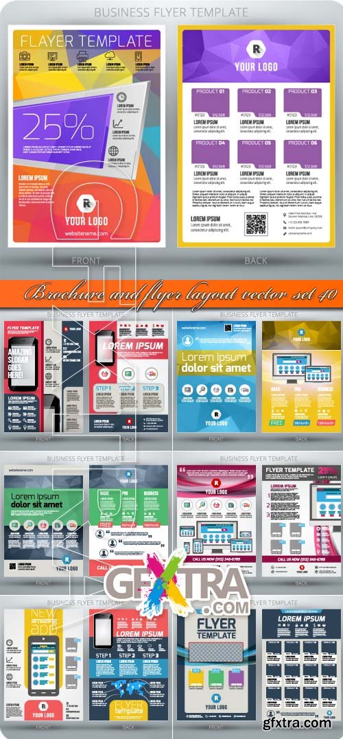 Brochure and flyer layout vector set 40