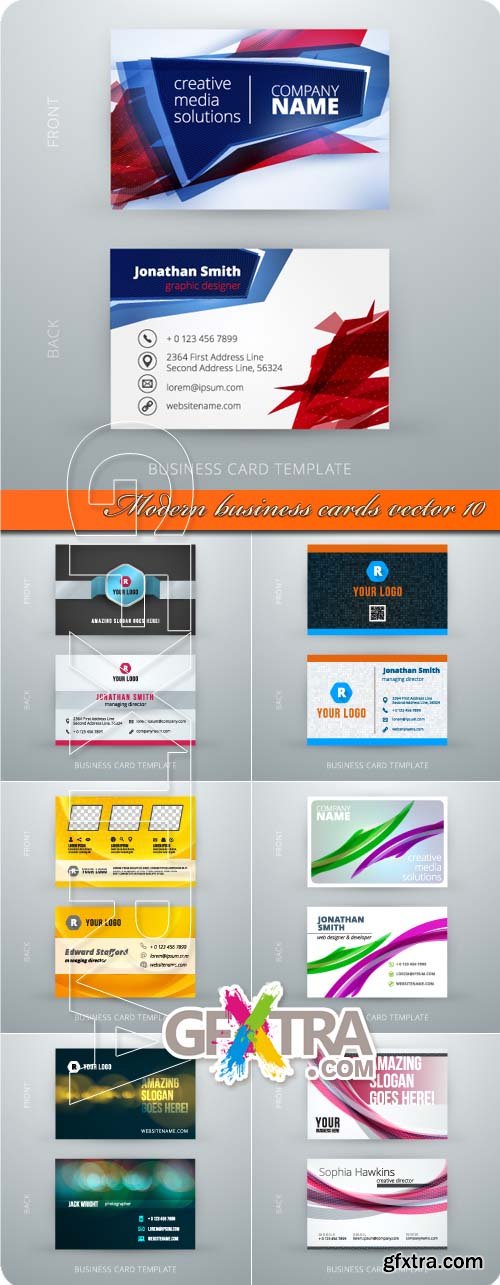 Modern business cards vector 10