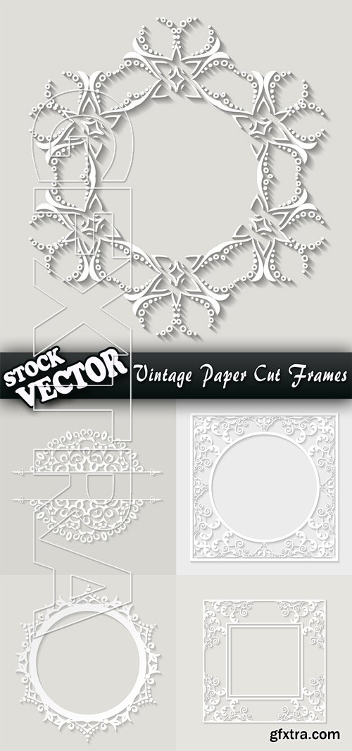 Stock Vector - Vintage Paper Cut Frames